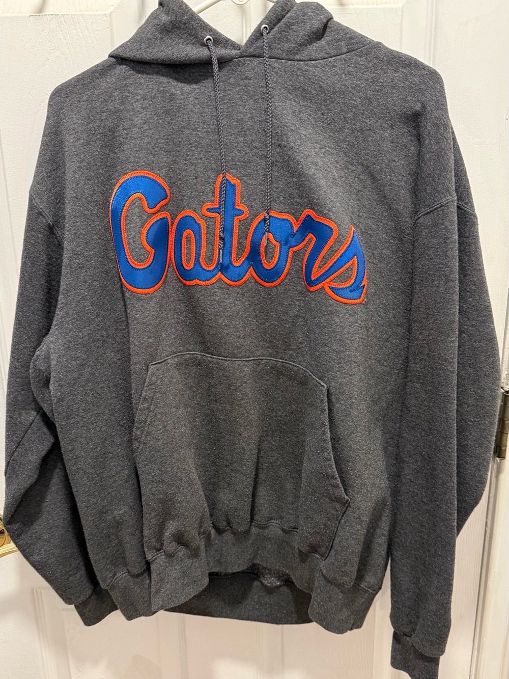 Champion Charcoal Gray Hoodie with Blue and Orange 'Gators' Applique